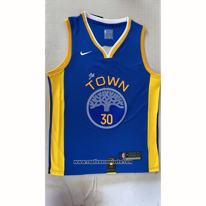 Camiseta Golden State Warriors Stephen Curry #30 Earned 2022-23 Azul